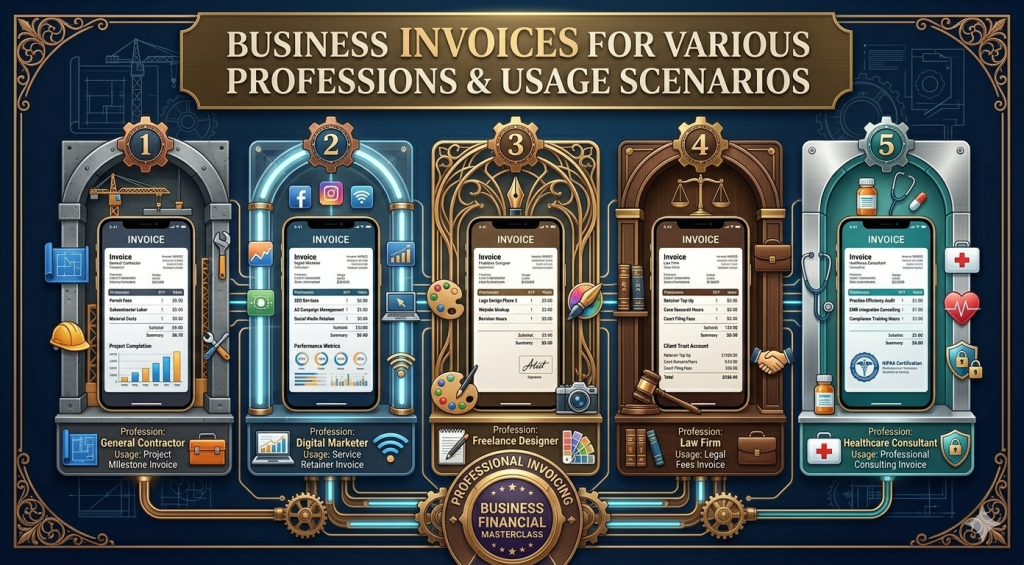 Business Invoices for Various Professions and Usage Scenarios